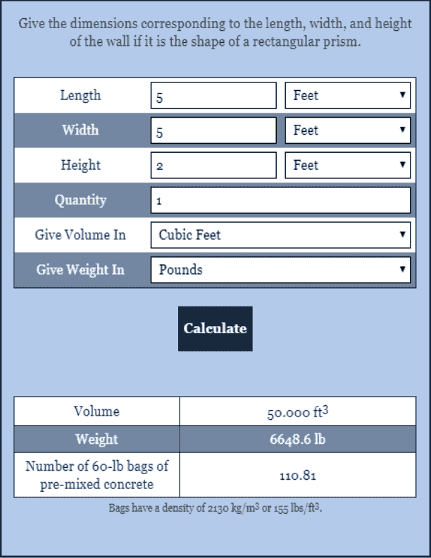 Concrete Wall Calculator Construction Calculator