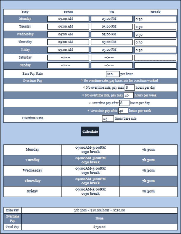 Time Card Calculator Time Calculator